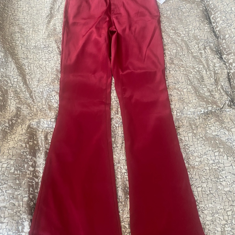 J Brand Womens Mid Rise Flare satin Pants RED Size 26 $298 - Picture 5 of 7